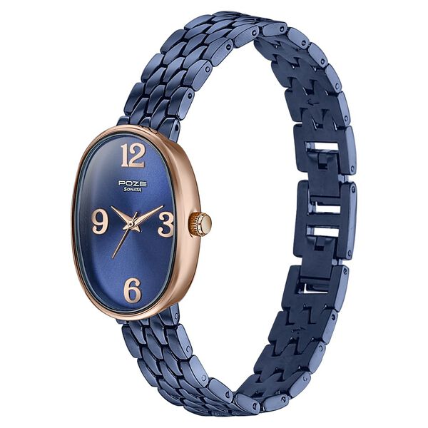 Sonata Poze Quartz Analog Blue Dial Metal Strap Watch For Women - image number 3