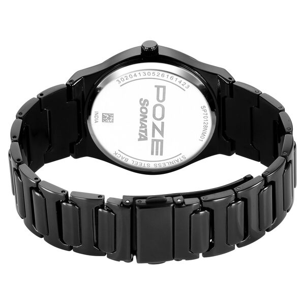 Poze By Sonata Quartz Analog Black Dial Black Metal Strap Watch For Men - image number 6