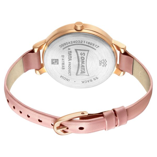 Sonata Play Pink Dial Women Watch With Leather Strap - image number 3