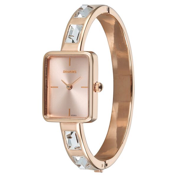 Sonata Aura Quartz Analog Pink Dial Rose Gold Stainless Steel Strap Watch For Women - image number 1