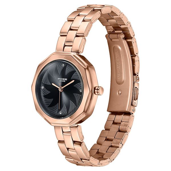 Poze By Sonata Quartz Analog Grey Dial Rose Gold Stainless Steel Strap Watch For Women - image number 4
