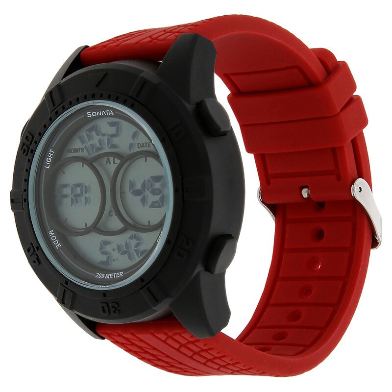 SF Digital Dial Red Plastic Strap Watch for Men - image number 1