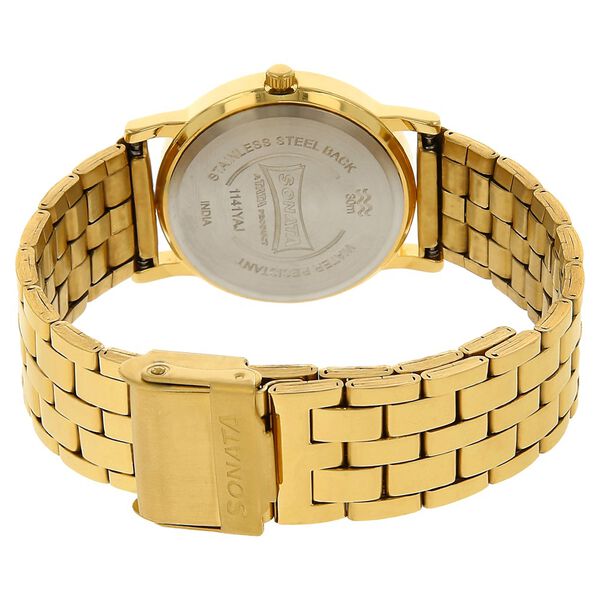 Sonata Quartz Analog Champagne Dial Metal Strap Watch for Men - image number 3