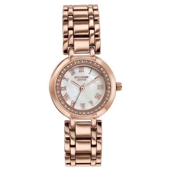 Poze By Sonata Quartz Analog White Dial Rose Gold Metal Strap Watch For Women - image number 1