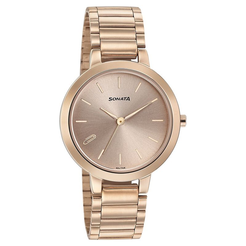 Sonata Play Rose Gold Dial Women Watch With Stainless Steel Strap - image number 0
