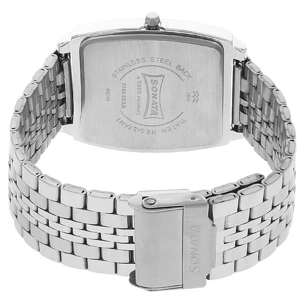 Sonata Quartz Analog Silver Dial Stainless Steel Strap Watch for Men - image number 3
