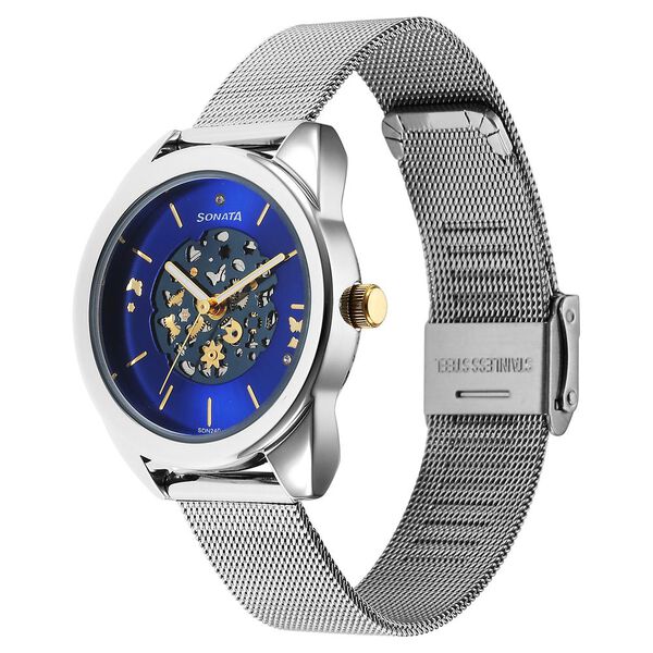 Sonata Unveil Quartz Multifunction Blue Dial Stainless Steel Strap Watch for Women - image number 1