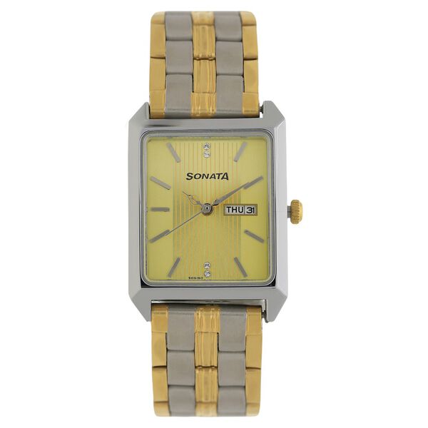 Sonata Quartz Analog Champagne Dial Stainless Steel Strap Watch for Women - image number 0