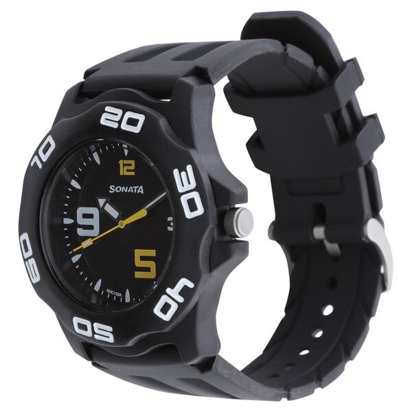 SF Quartz Analog Black Dial Plastic Strap Watch for Men - image number 1