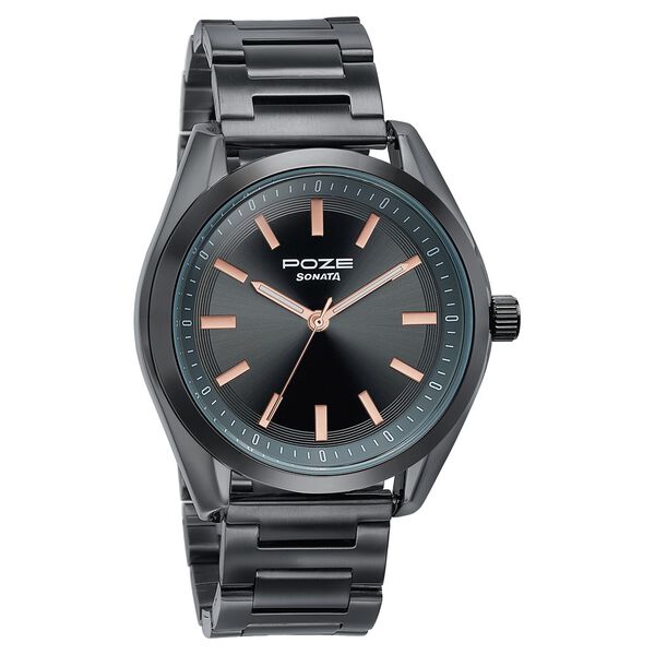 Sonata Poze Quartz Analog Grey Dial Metal Strap Watch For Men - image number 2