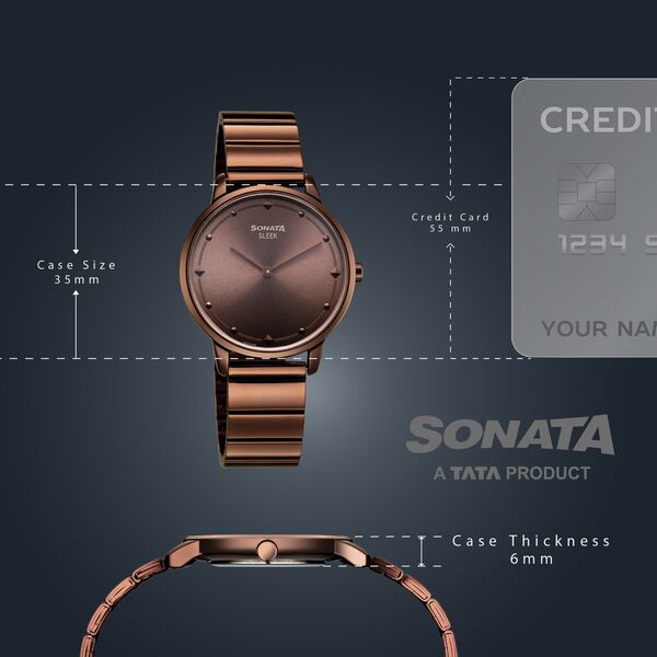 Sonata Sleek Women Charcoal Gray Dial Ultra-Slim Gunmetal Watch - image number 3