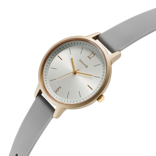 Sonata Splash Quartz Analog Silver Dial Plastic Strap Watch for Women - image number 1