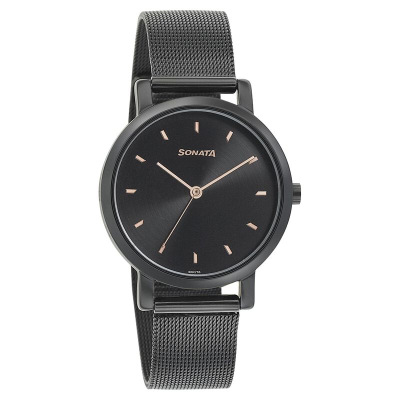Sonata Onyx Black Dial Women Watch With Stainless Steel Strap - image number 0