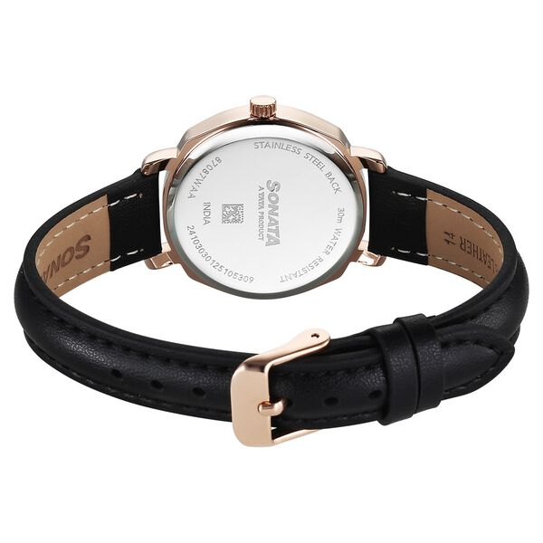 Sonata Eternia Quartz Analog Black Dial Leather Strap Watch For Women - image number 4