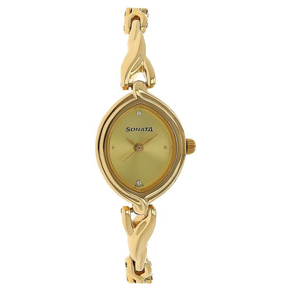 Sonata Quartz Analog Champagne Dial Metal Strap Watch for Women - image number 0