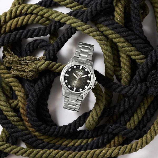 Poze By Sonata Quartz Analog Green Dial Silver Metal Strap Watch For Men - image number 0