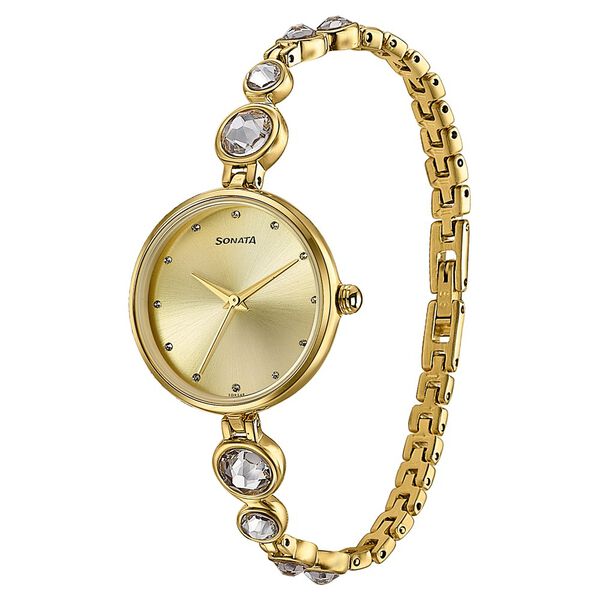 Sonata Aria Timeless Treasures Quartz Analog Champagne Dial Bi Metal Strap Watch For Women - image number 2