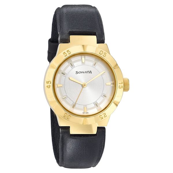 Sonata Quartz Analog Silver Dial Leather Strap Watch for Men - image number 0