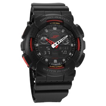 SF Vigour Quartz Digital Analog Digital Black Dial With Black Color Plastic Strap Watch For Unisex