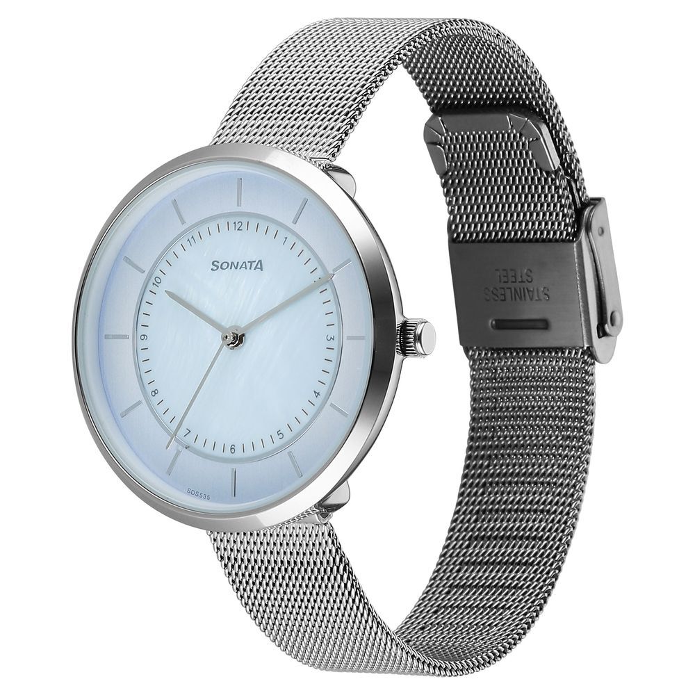 Buy Online Sonata Modern Edit Quartz Analog Blue Dial Stainless