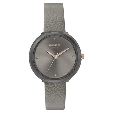 Poze by Sonata Quartz Analog Grey Dial Leather Strap Watch for Women