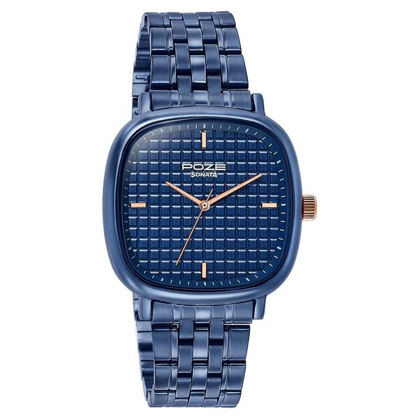 Sonata Poze Quartz Analog Blue Dial Blue Colour Stainless Steel Strap Watch For Men - image number 1