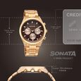 Sonata Summit Quartz Multifunction Brown Dial Rose Gold Metal Strap Watch For Men - image number 3