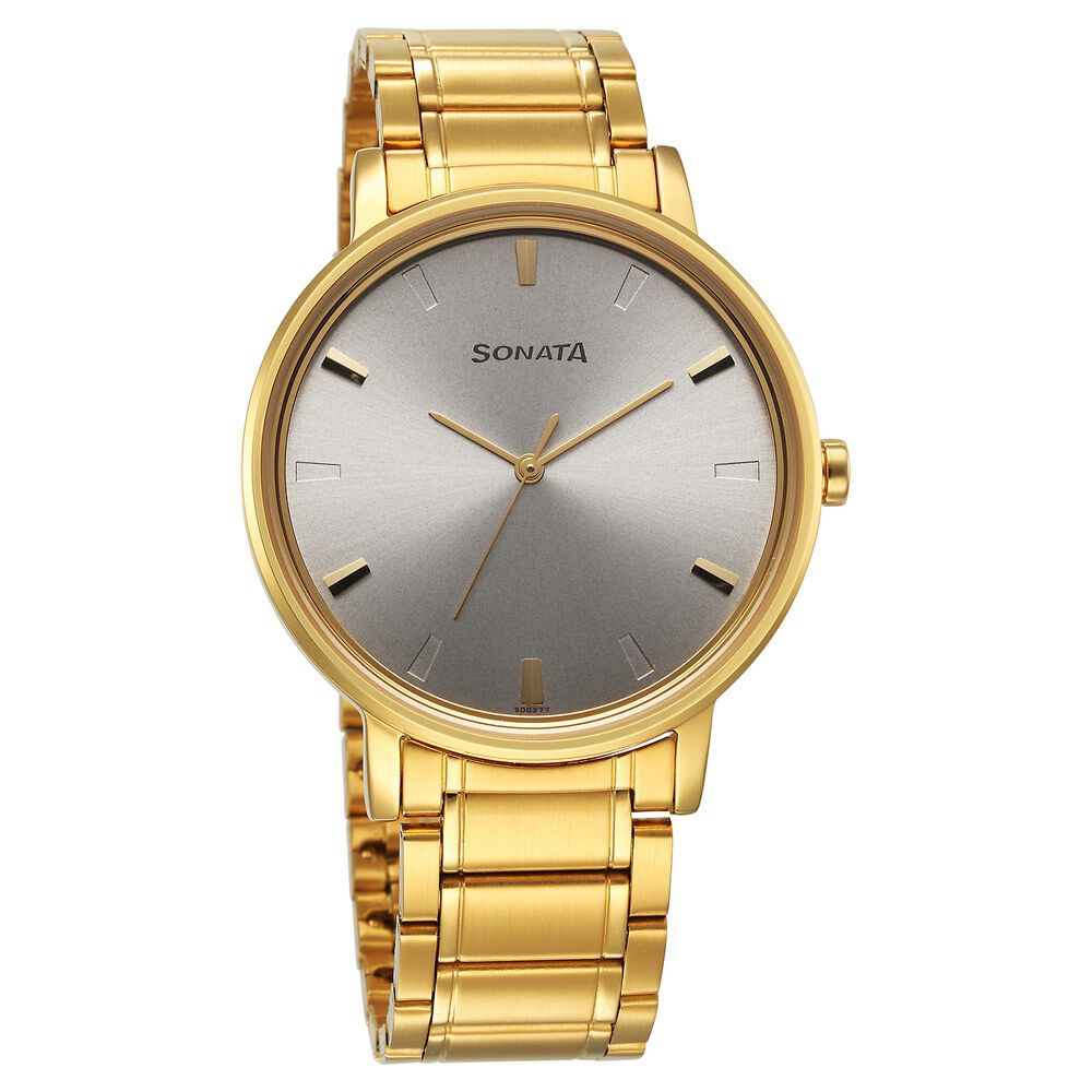 Buy Online Sonata Utsav Quartz Analog Silver Dial Stainless Steel Strap Watch for Men 7131ym02 Sonata
