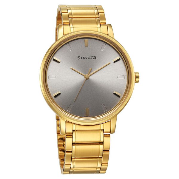 Sonata Utsav Quartz Analog Silver Dial Stainless Steel Strap Watch for Men - image number 0