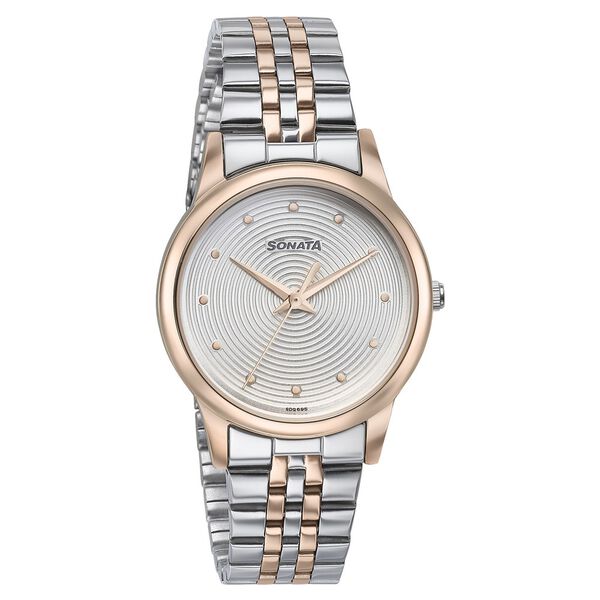 Sonata Glam Gold Quartz Analog Silver Dial Stainless Steel Strap Watch For Women - image number 1