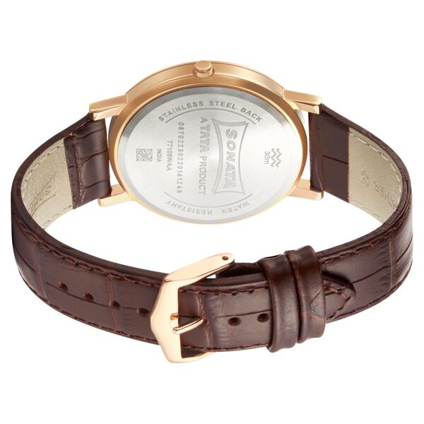 Sonata Quartz Analog Green Dial Leather Strap Watch for Men - image number 3