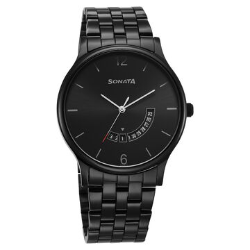 Sonata Quartz Analog with Date Black Dial Watch for Men