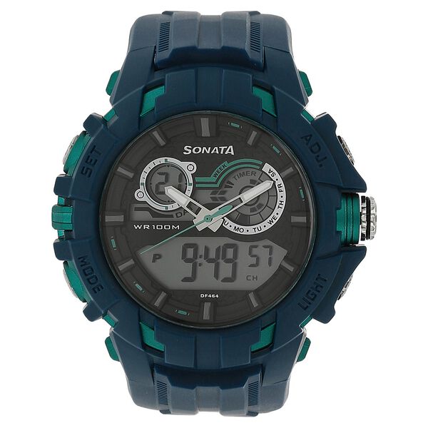 SF Ocean Series Quartz Digital Analog Digital Black Dial Blue Plastic Strap Watch For Men - image number 0