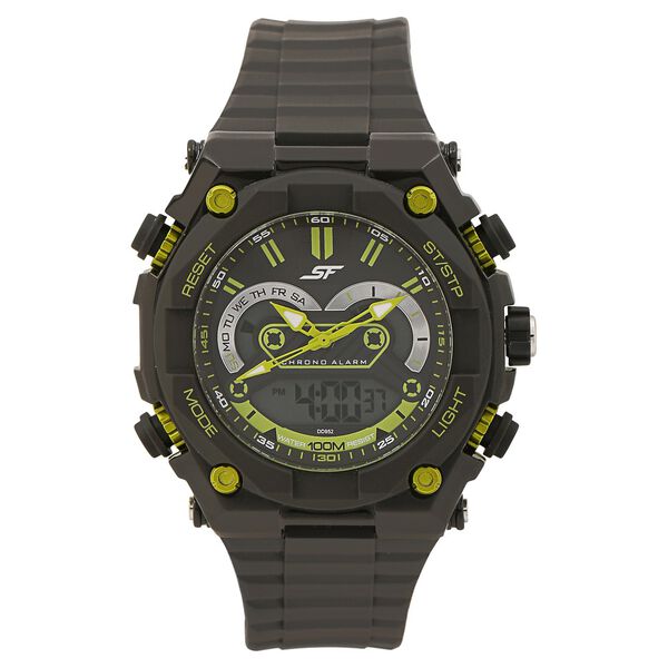 SF Quartz Analog Digital Grey Dial Plastic Strap Watch for Men - image number 0