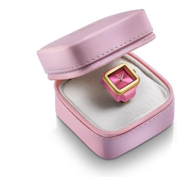 Ring Watch By Sonata Quartz Analog Pink Dial Golden Metal Strap Watch For Women - image number 5