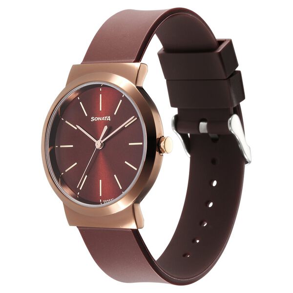 Sonata Essentials Brown Dial Polyurethane Strap Watch for Women - image number 1