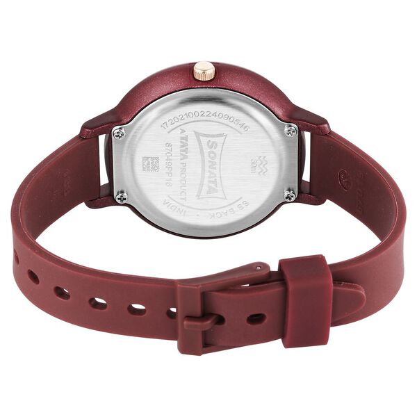 Sonata Splash Quartz Analog Maroon Dial Plastic Strap Watch for Women - image number 3