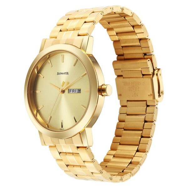 Sonata Utsav Champagne Dial Watch for Men - image number 1