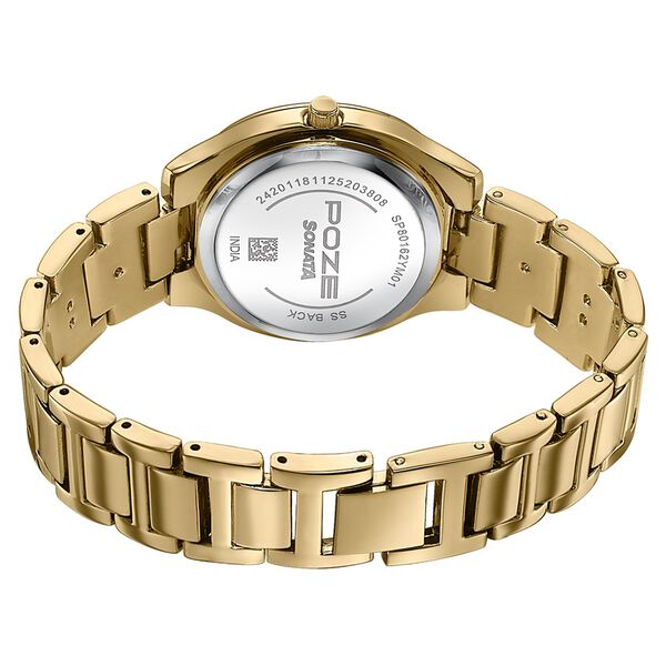 Poze By Sonata Quartz Analog Green Dial Golden Metal Strap Watch For Women - image number 6
