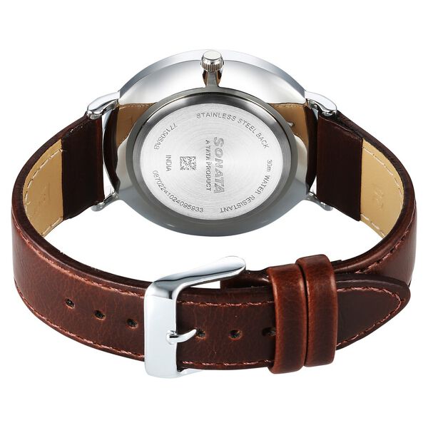 Sonata Ascent Quartz Analog with Day and Date Grey Dial Leather Strap Watch For Men - image number 3