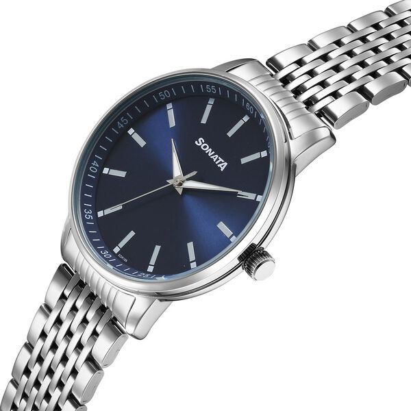 Sonata Wedding Quartz Analog Blue Dial Stainless Steel Strap Watch For Men - image number 1