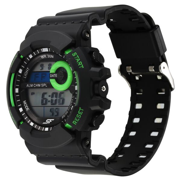 SF Digital Round Dial Black PU Strap Watch For Men - image number 1
