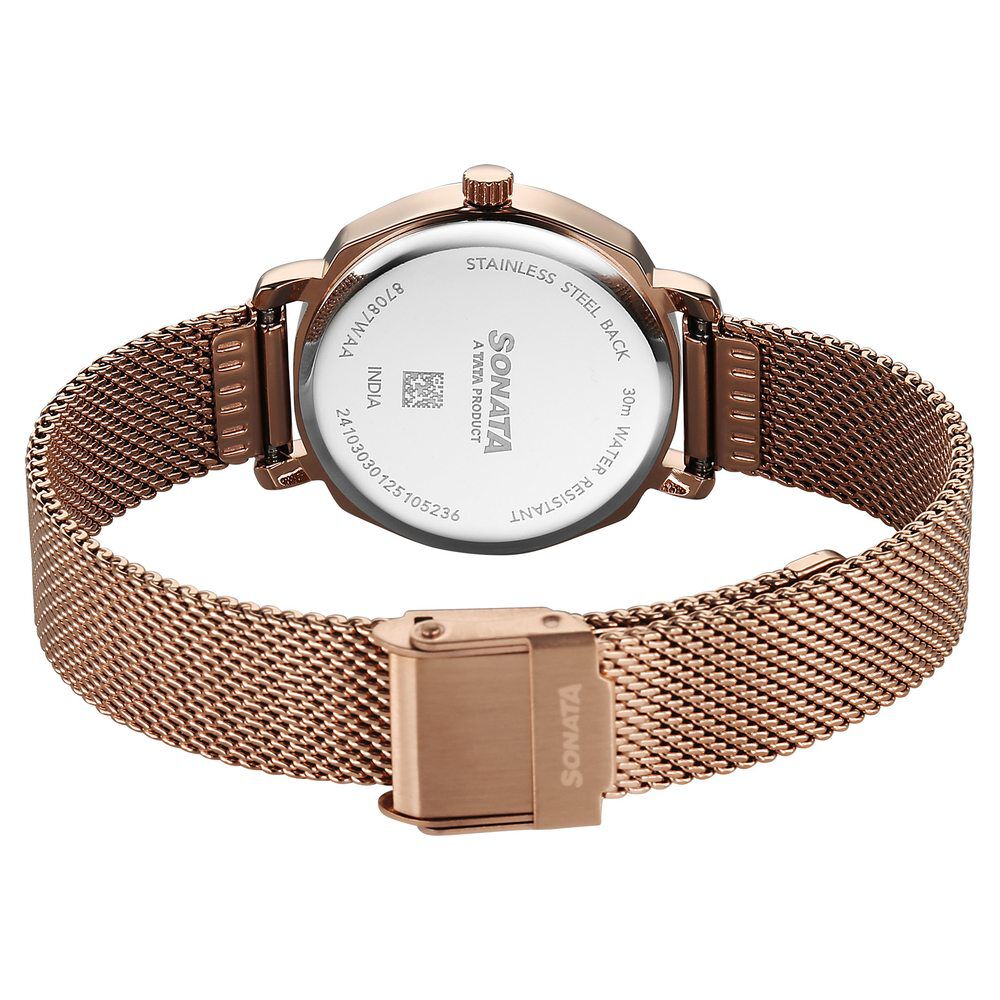 Buy Online Sonata Eternia Quartz Analog Pink Dial Metal Strap