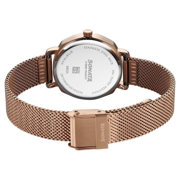 Sonata Eternia Quartz Analog Pink Dial Metal Strap Watch For Women - image number 4