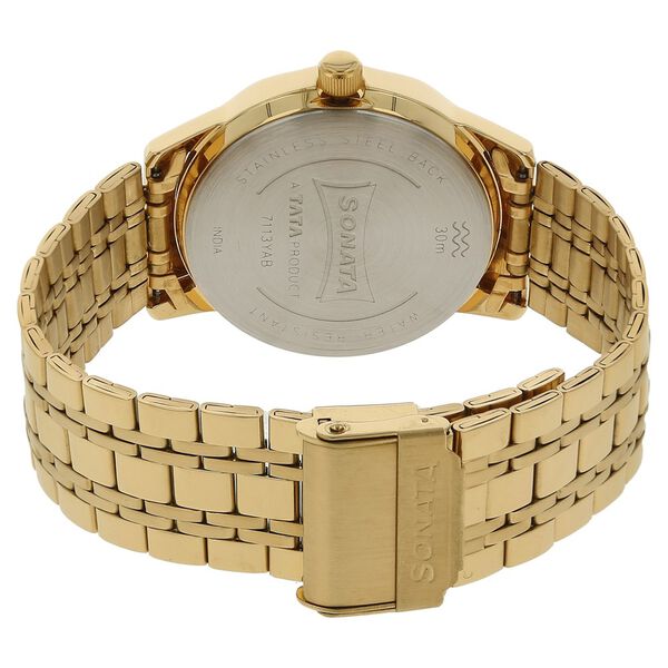 Sonata Quartz Analog with Day and Date Black Dial Stainless Steel Strap Watch for Men - image number 3