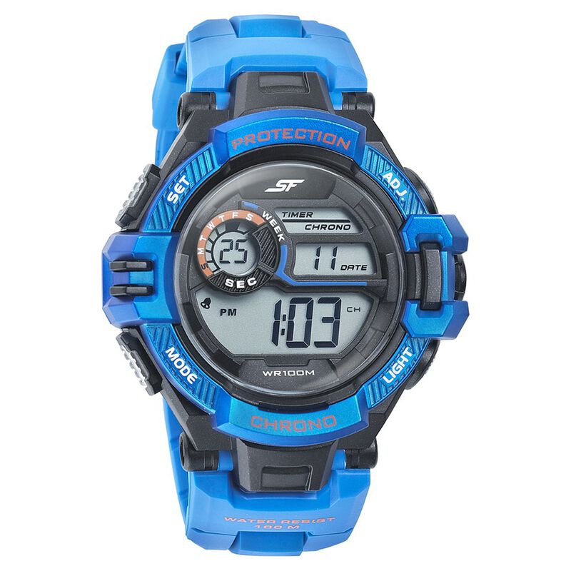 Buy Online SF Digital Dial Blue PU Strap Watch for Men