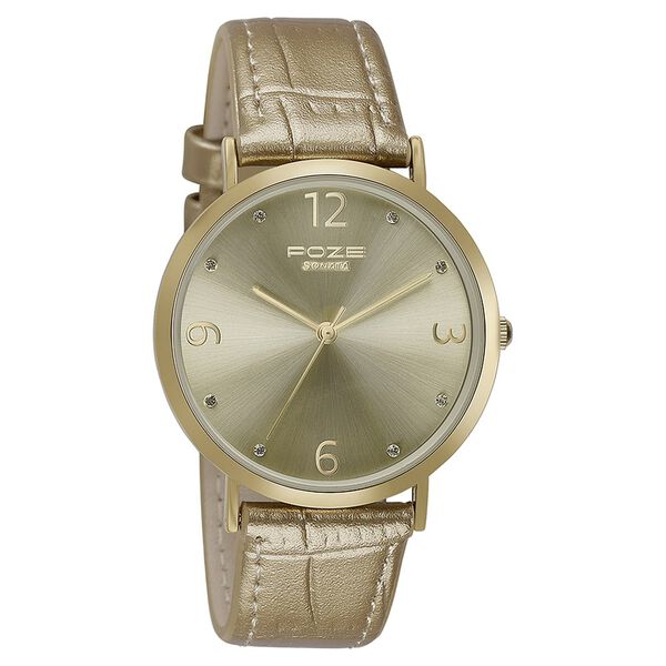 Sonata Poze Quartz Analog Golden Dial Leather Strap Watch for Women - image number 2
