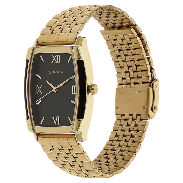 Sonata Quartz Analog Black Dial Stainless Steel Strap Watch for Men - image number 1