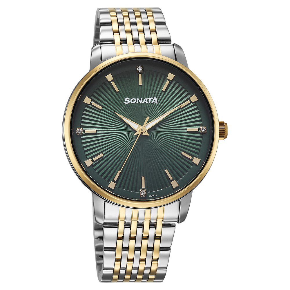 Sonata Eternia Quartz Analog Green Dial Metal Strap Watch For Men-picture-36