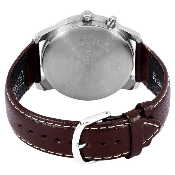 Sonata Quartz Analog Black Dial Leather Strap Watch for Men - image number 2
